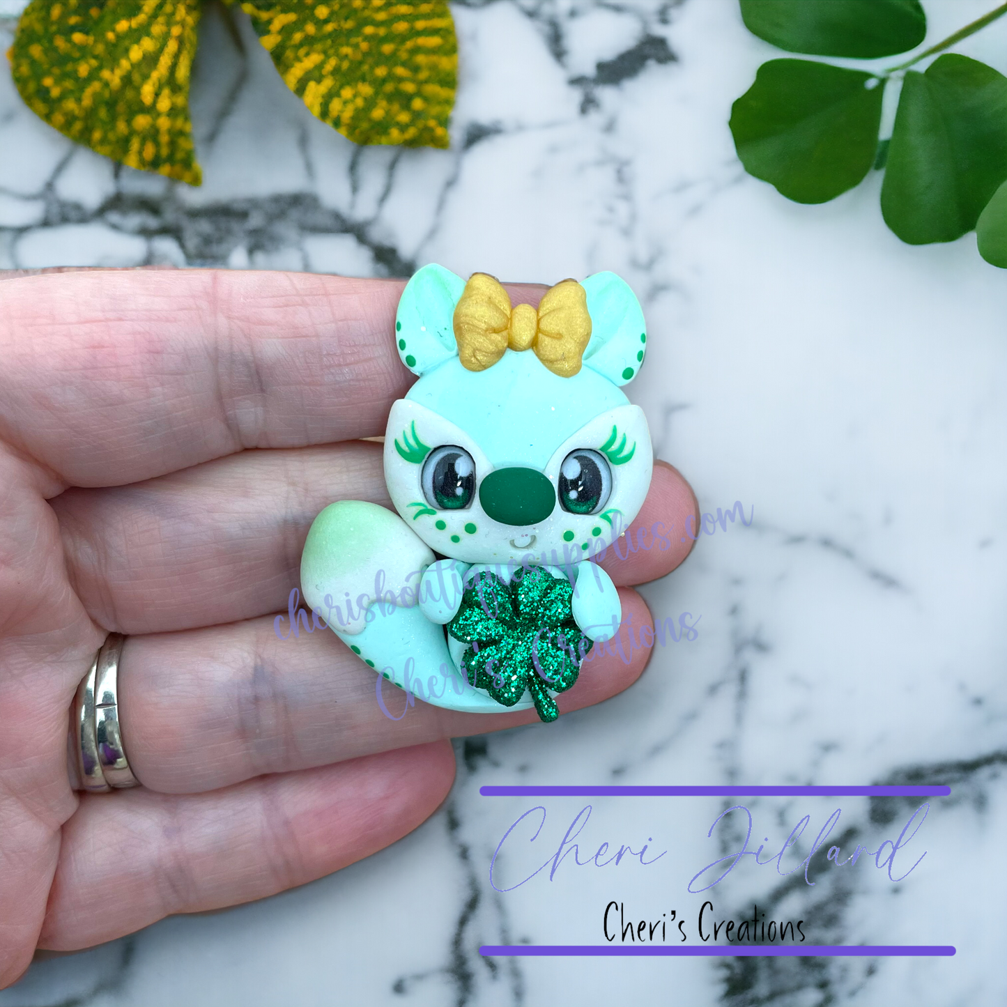 Clover Fox Polymer Clay Embellishment