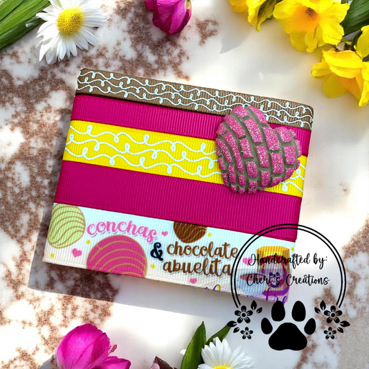 DIY Heart Concha Cookie Clay & Ribbon Kit – Handmade Polymer Clay Pan Dulce for Bow Making, Crafting & DIY Accessories