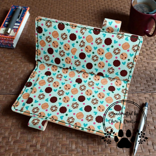 Tossed Cookies on Mint Faux Leather Checkbook Holder