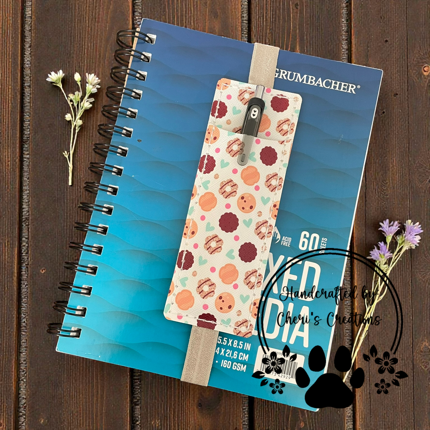 Pen Pouch - Cookies on White Journal Pen Holder