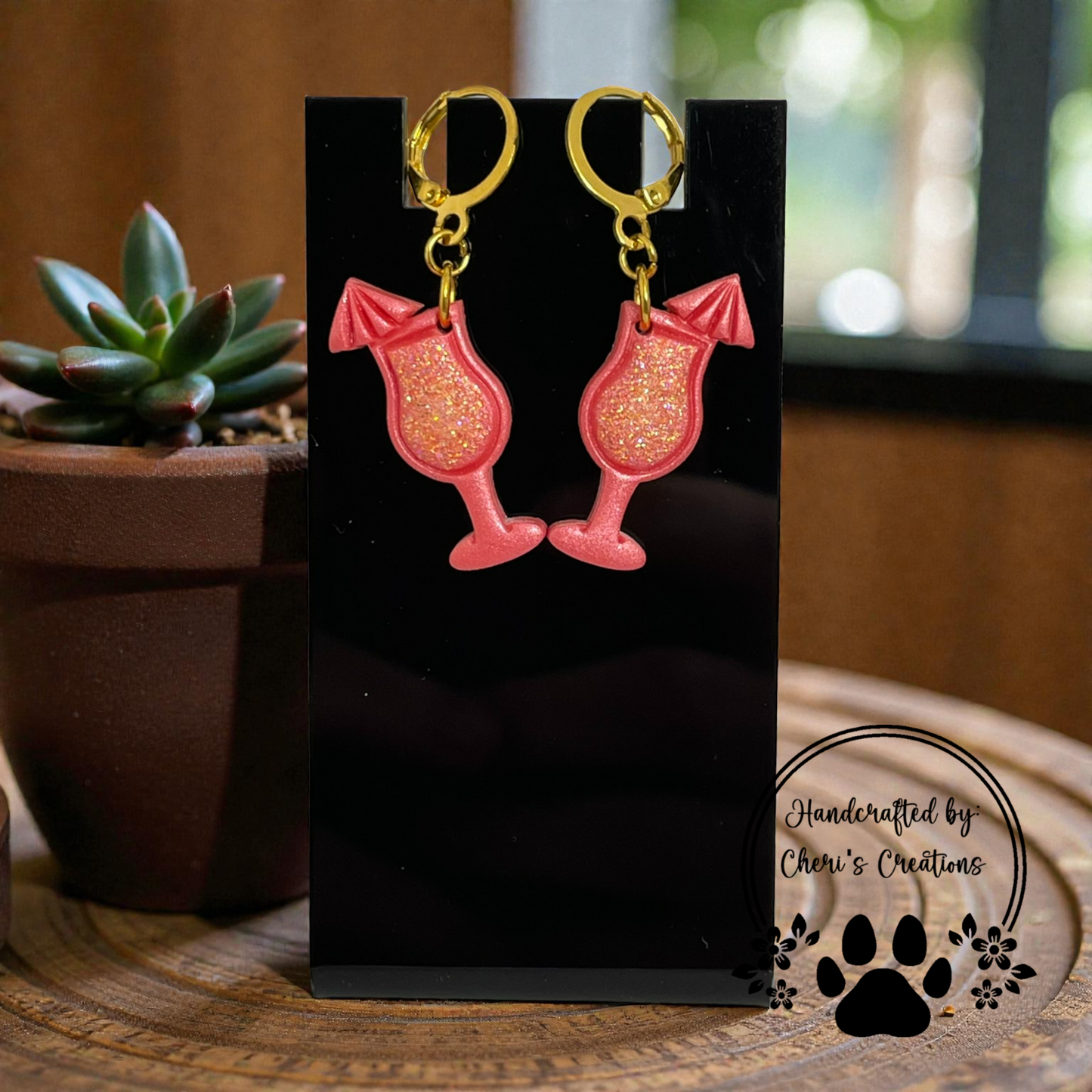 Coral Cocktail Dangles - Handmade Polymer Clay Earrings
