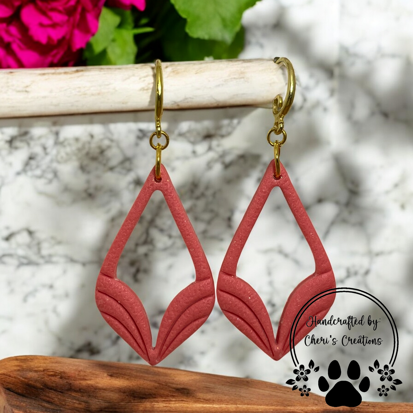 Coral Savannah Polymer Clay Dangle Earrings