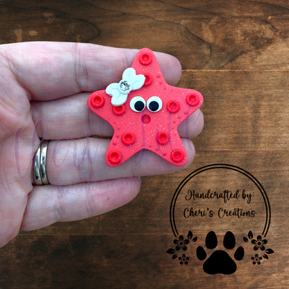 Coral Starfish Bow Center – Handmade Polymer Clay Embellishment