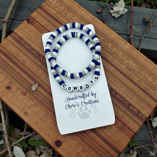 Dallas Cowboys Inspired Heishi Bead Bracelet Set – Handmade Stretch Bracelets