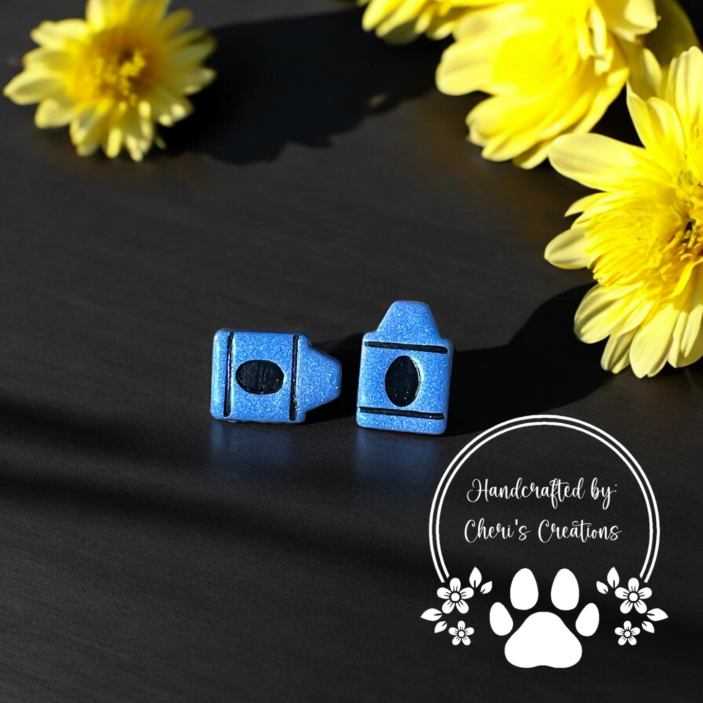 Cute Blue Crayon Polymer Clay Stud Earrings