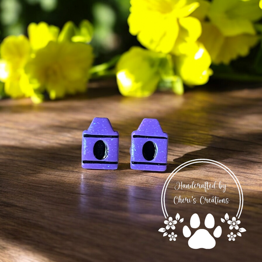 Cute Purple Crayon Polymer Clay Stud Earrings