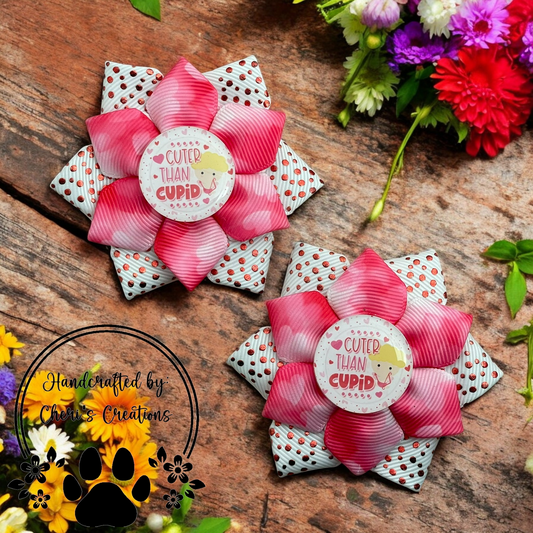Cuter than Cupid Handmade Flower Bow Clip Set