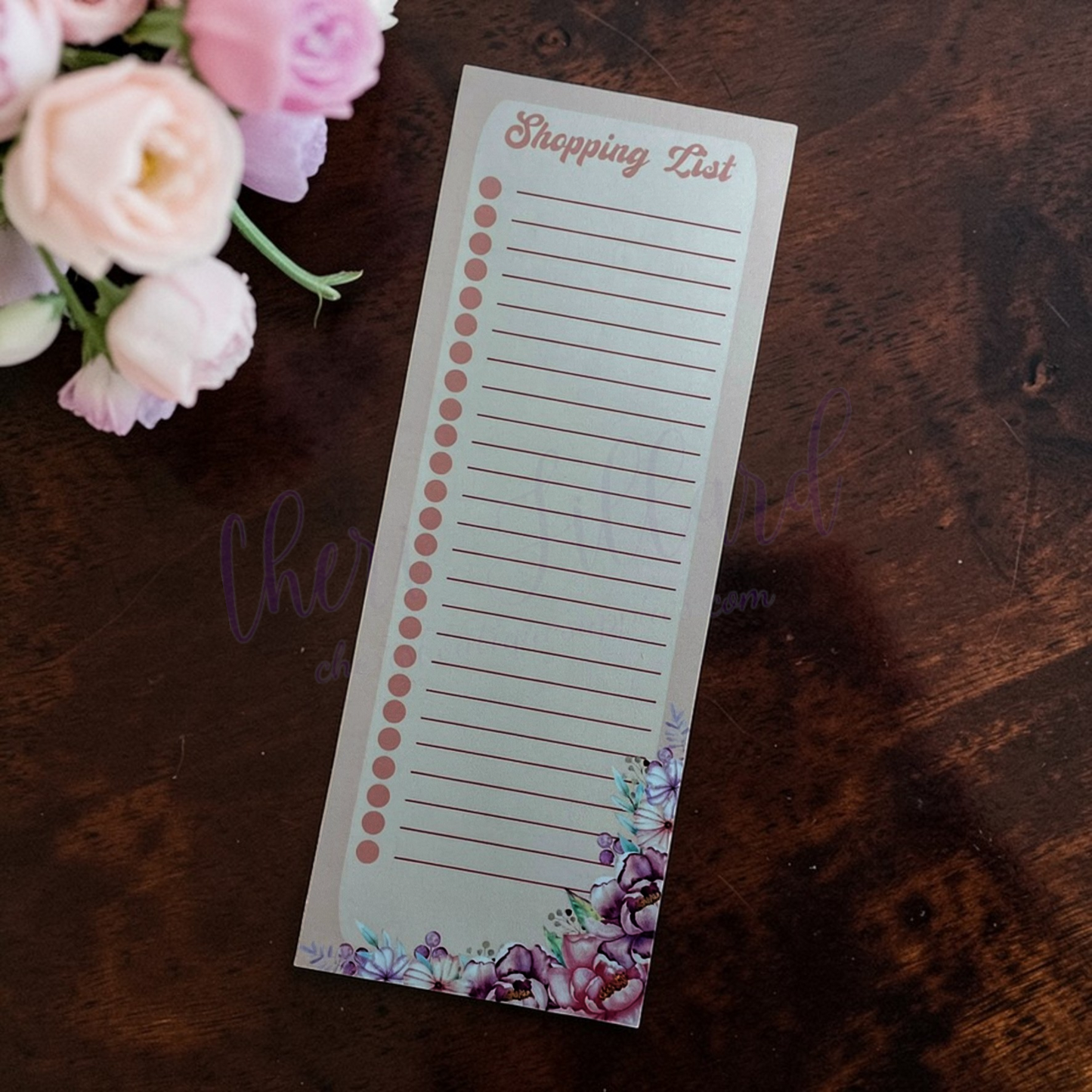 Dahlia Floral Shopping List Notepad