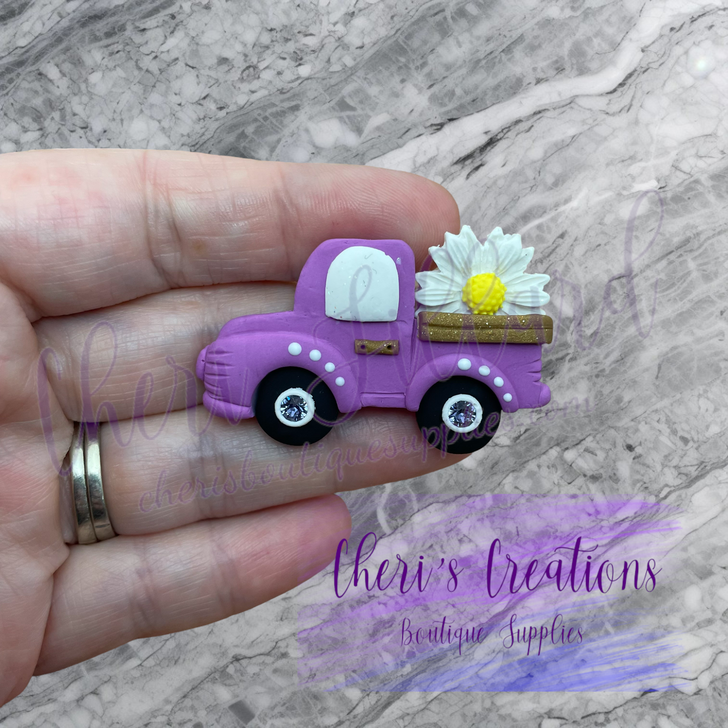 Daisy Truck Polymer Clay Embellishment