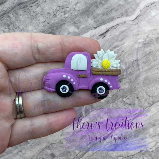 Daisy Truck Polymer Clay Embellishment