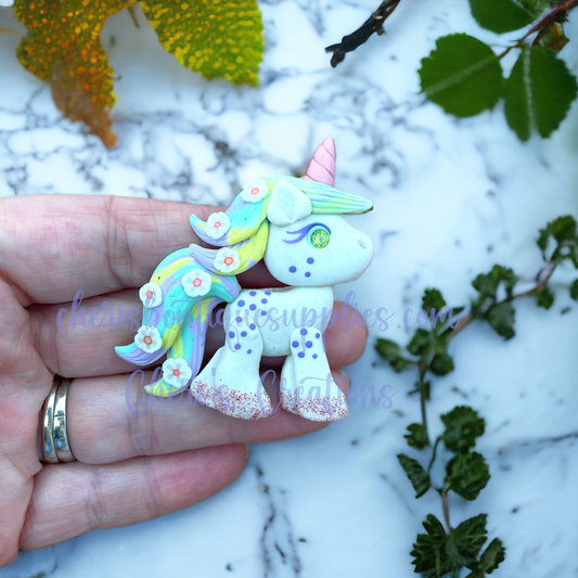 Spring Daisy Unicorn Polymer Clay Embellishment