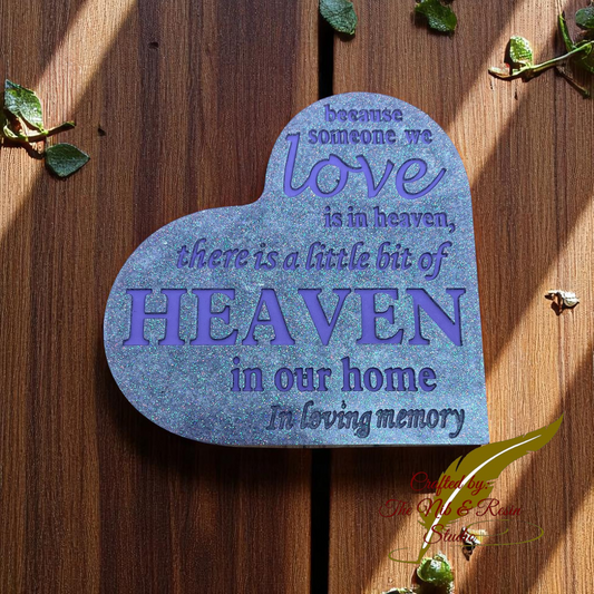 Memorial Heart Plaque #1: "Heaven" - Lt. Purple/Purple