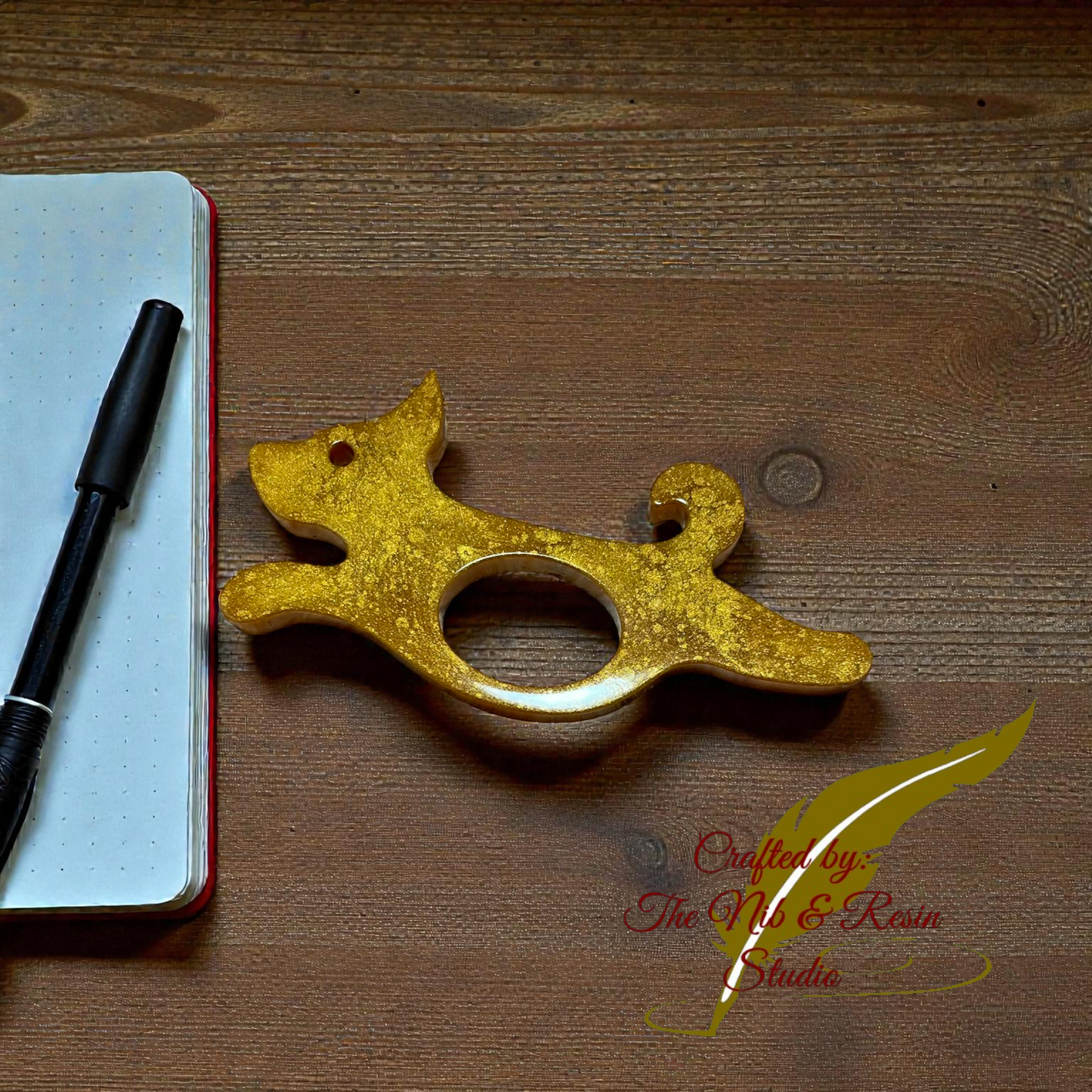 Page Holder - Royal Gold Satin Dog Thumb Holder