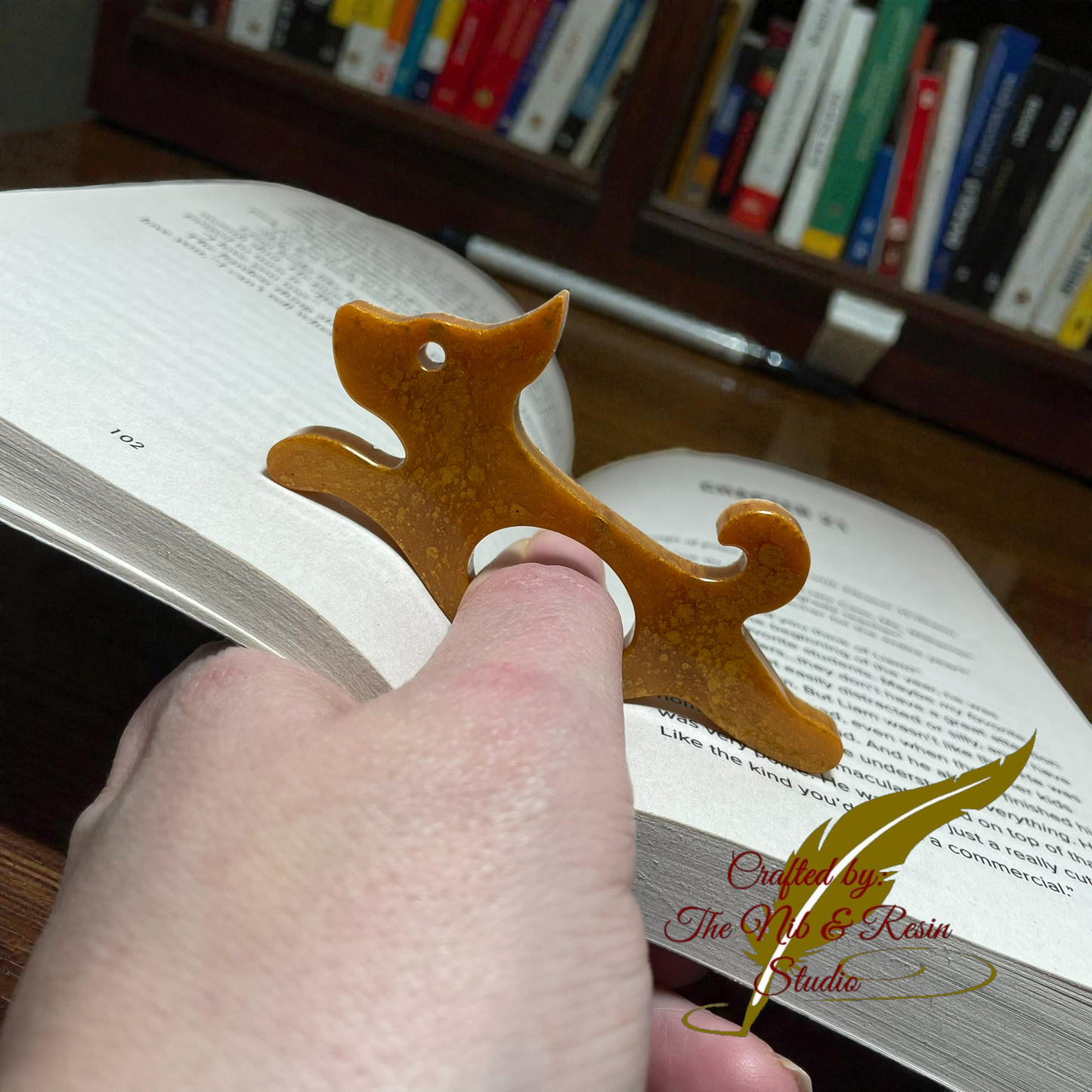 Page Holder - Royal Gold Satin Dog Thumb Holder