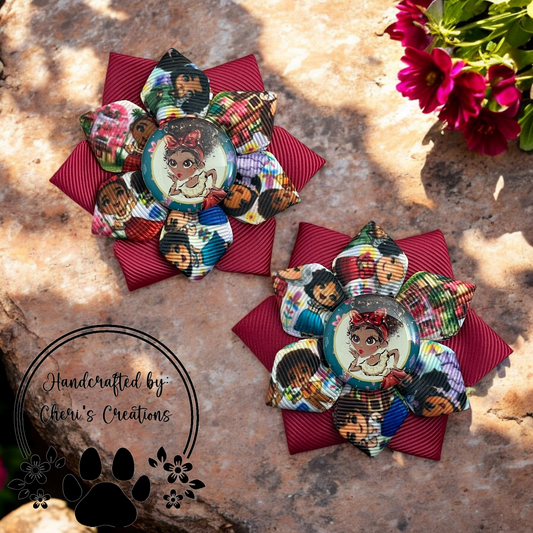 Magical Family Handmade Flower Bow Clip Set