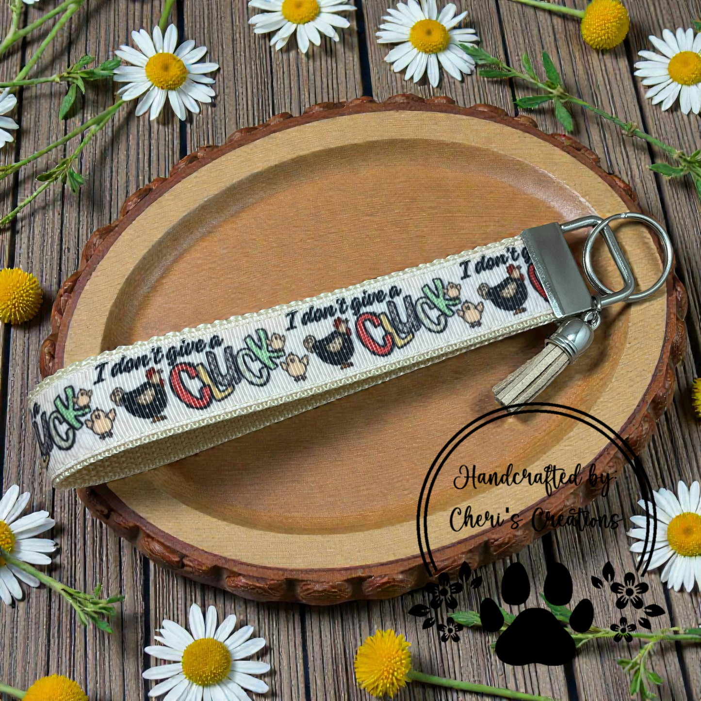 Wristlet Keychain - Don't Give a Cluck Key Fob