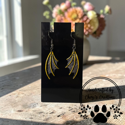 Dragon Wing Dangle Earrings - Handmade Polymer Clay Dangle Earrings