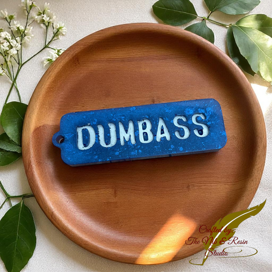 Adult Language Keychain #4 (NSFC): "Dumba**" - Blue/Silver