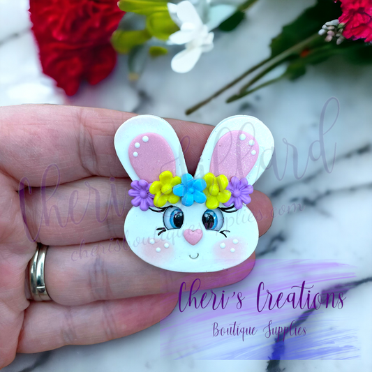 Easter Bunny Head Polymer Clay Embellishment