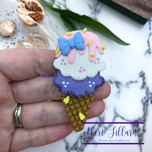 Easter Ice Cream Cone Polymer Clay Embellishment
