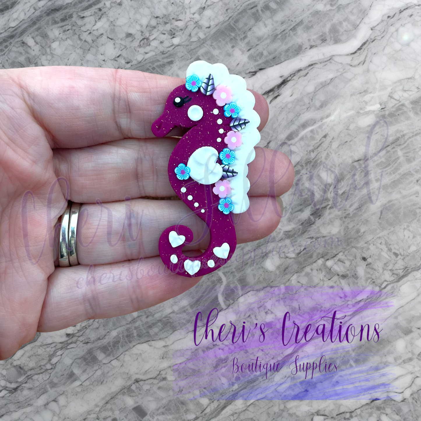 Elegant Seahorse Polymer Clay Embellishment