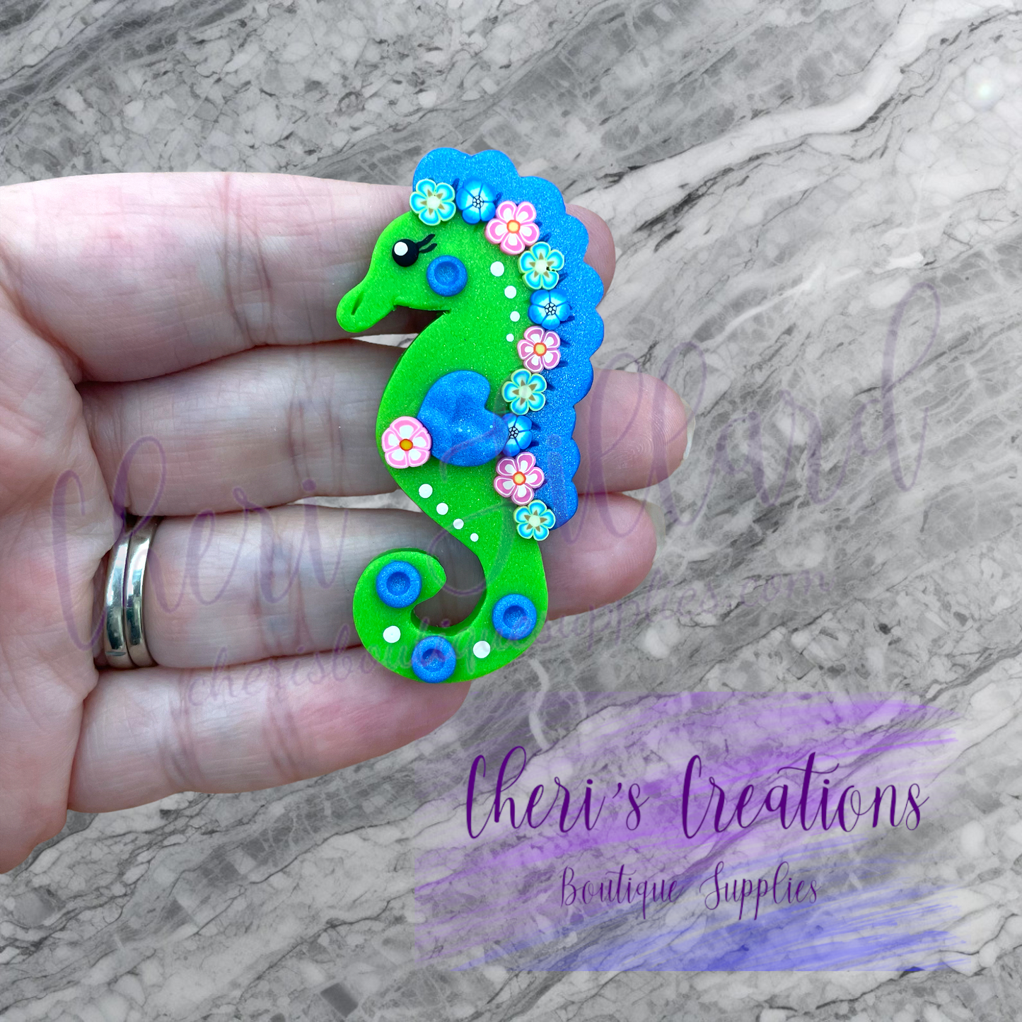 Elegant Seahorse Polymer Clay Embellishment