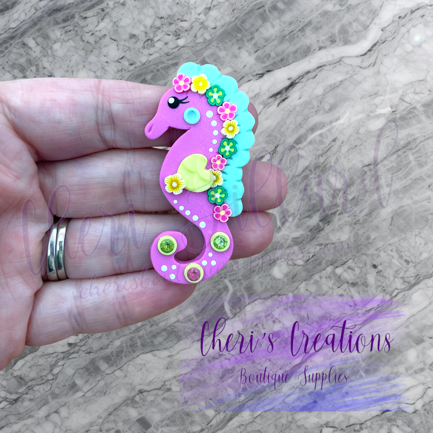 Elegant Seahorse Polymer Clay Embellishment