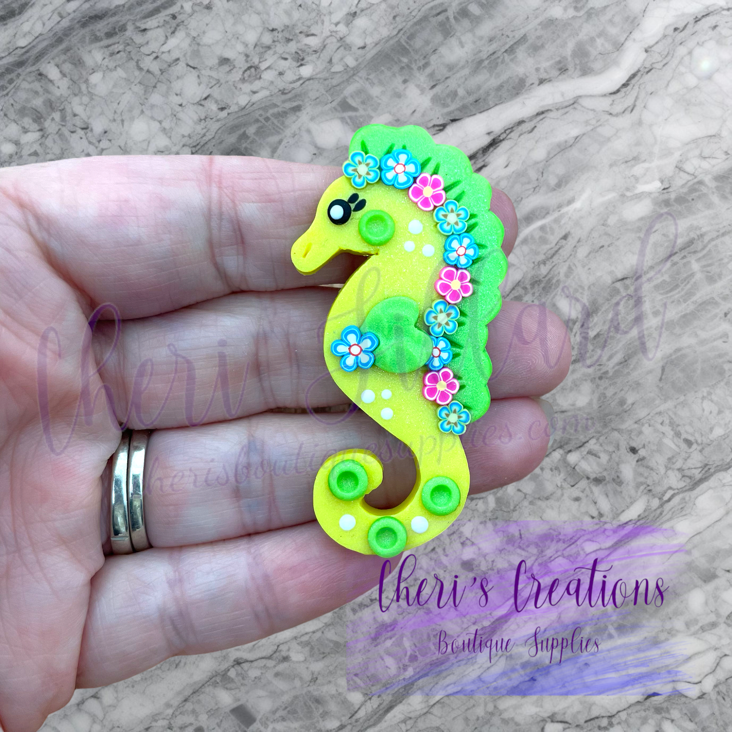 Elegant Seahorse Polymer Clay Embellishment