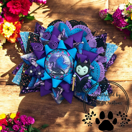 Enchanted Dragon Faux Leather Hair Bow – Handmade Fantasy Clip with Resin Center & Dark Floral Accents