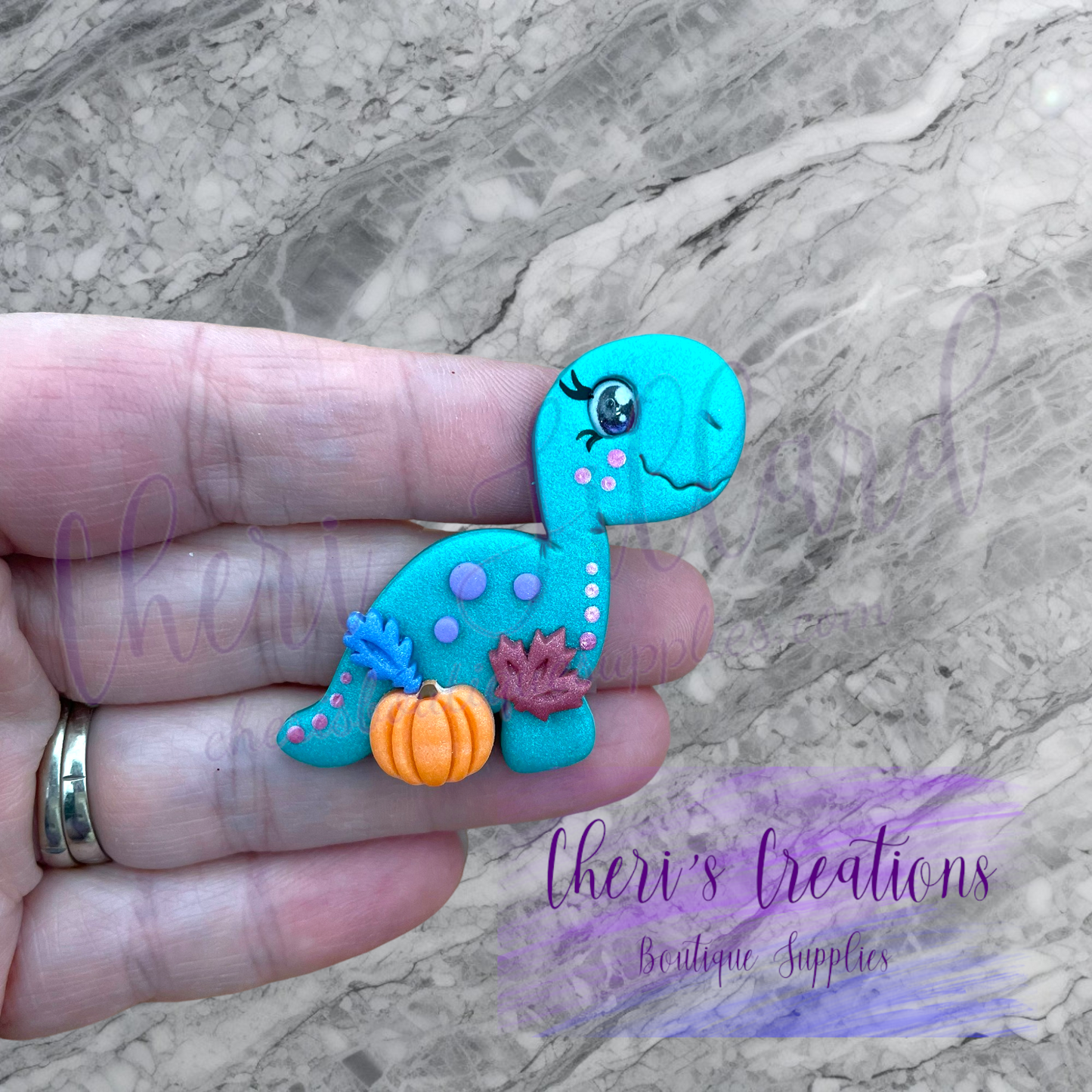 Fall Dinosaur Polymer Clay Embellishment