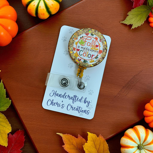 Fall Is My Favorite Color Badge Reel ID Holder with Belt Clip