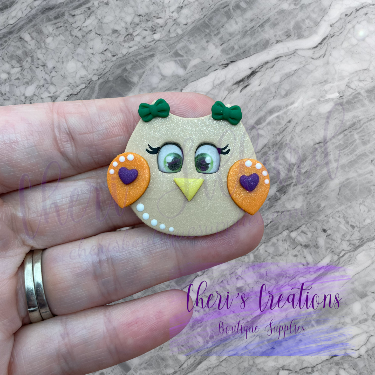 Fall Owl Polymer Clay Embellishment