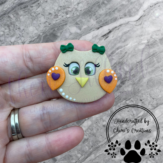 Fall Owl Polymer Clay Embellishment