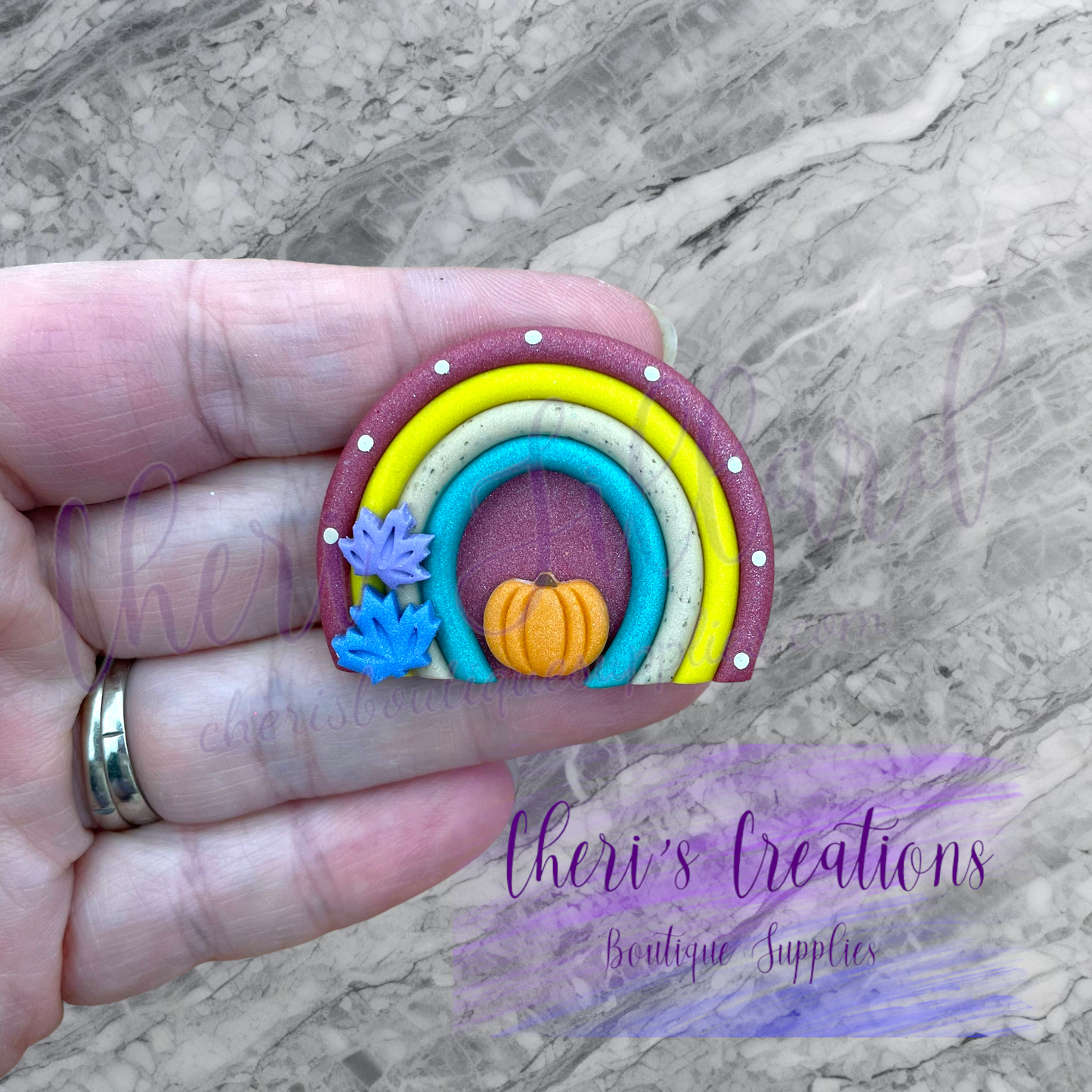 Fall Rainbow Polymer Clay Embellishment