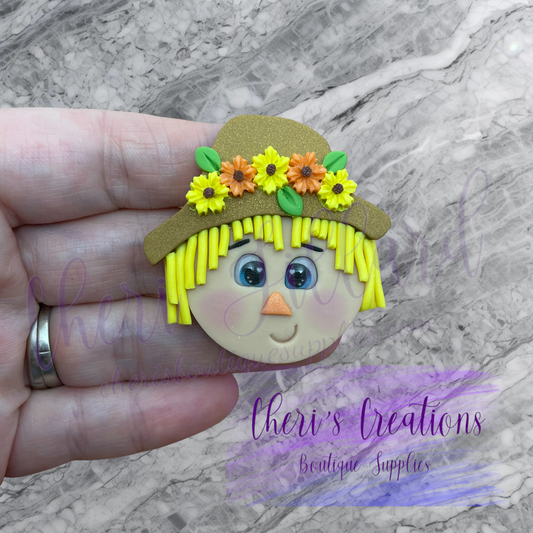 Fall Sunflower Scarecrow Polymer Clay Embellishment