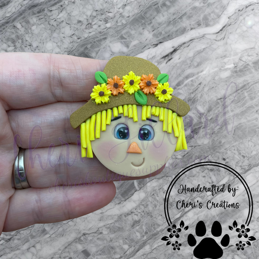 Fall Sunflower Scarecrow Polymer Clay Embellishment