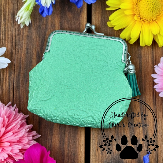 Faux Vintage Lace in Green Coin Purse