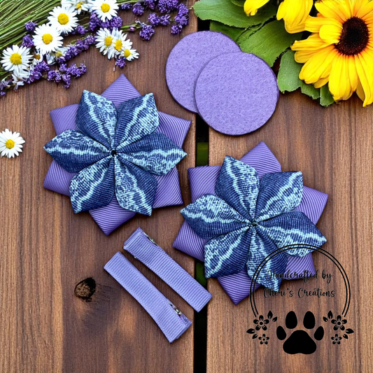Purple Faux Lace DIY Flower Bow Kit – Handmade Grosgrain Ribbon Kit
