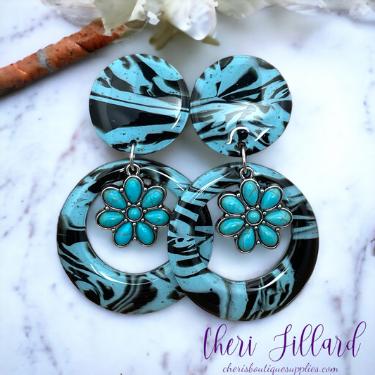 Faux Turquoise Granite Boho Style Polymer Clay Earrings