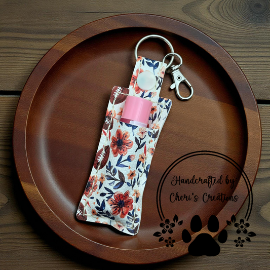 Chapstick Keychain – Florals & Footballs Lip Balm Holder