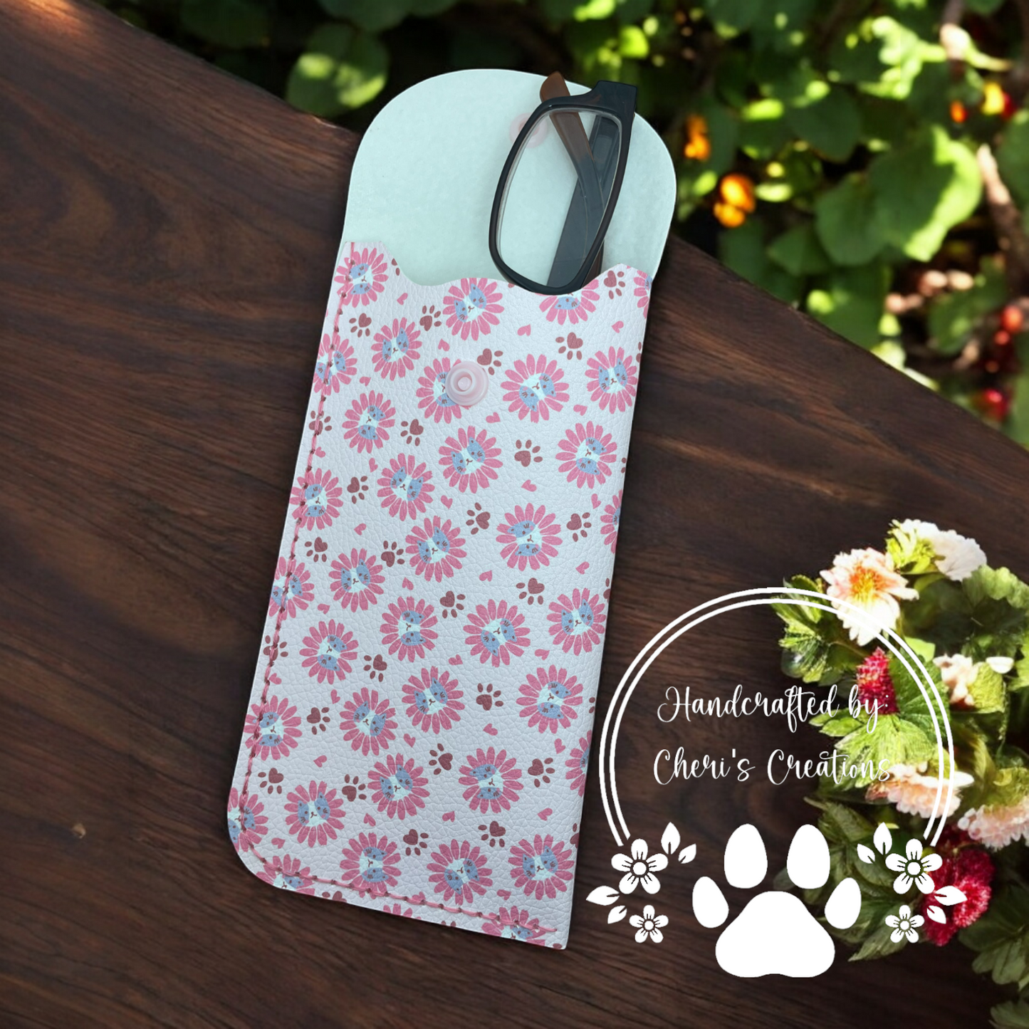 Flower Kitties Eyeglass Case