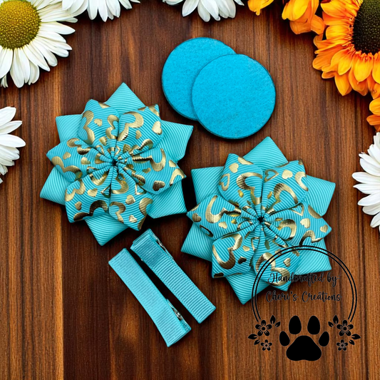 Tropical Gold Foil Heart DIY Flower Bow Kit – Handmade Grosgrain Ribbon Craft Kit