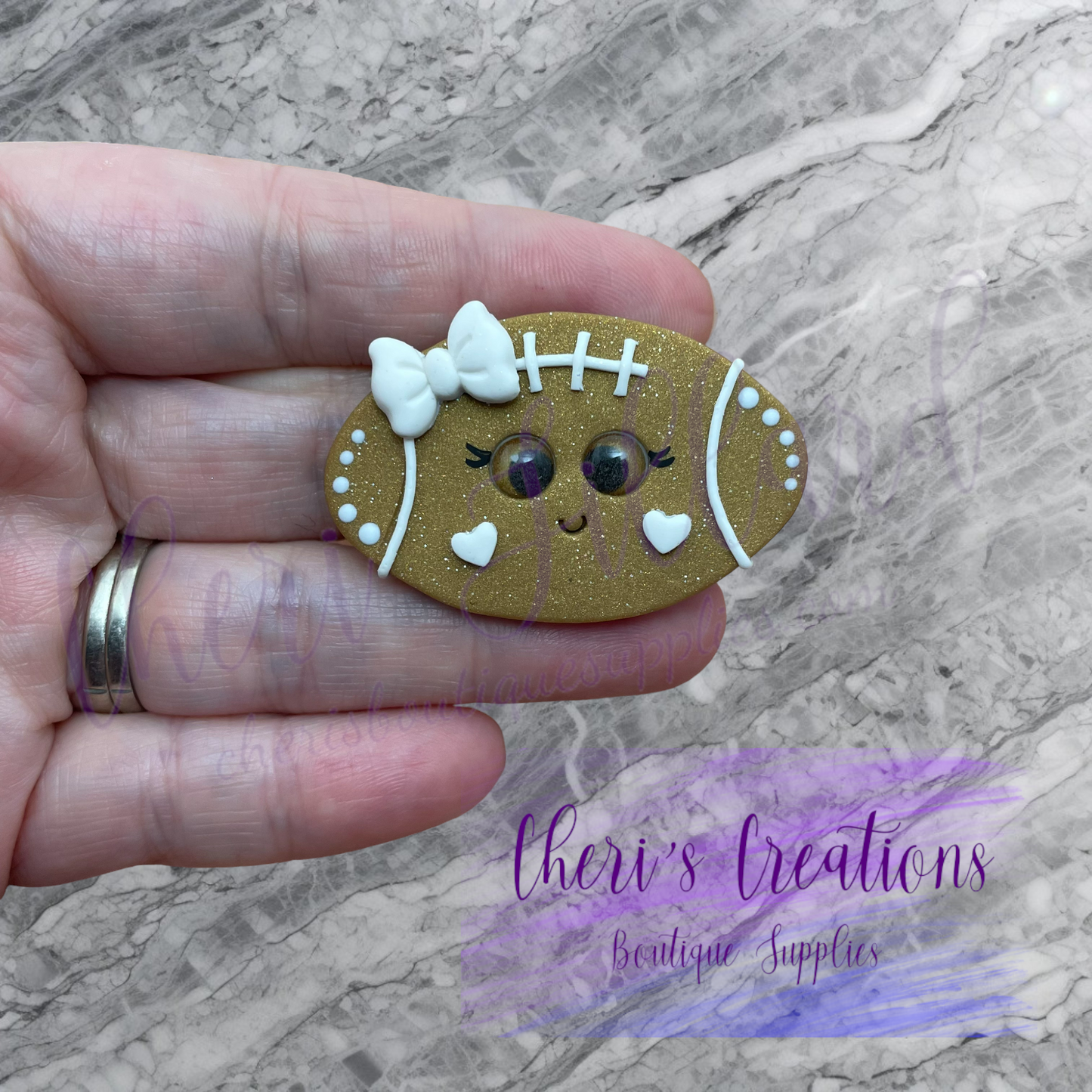 Silly Football Polymer Clay Embellishment