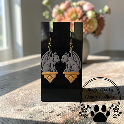 Gargoyle Earrings - Handmade Polymer Clay Dangle Earrings