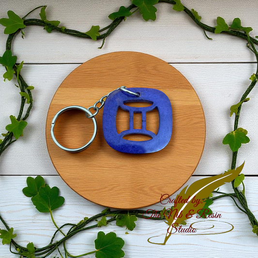 Zodiac Sign Keychain: Gemini - Purple