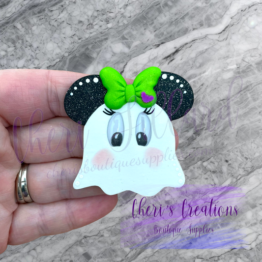 Ghost Mouse Polymer Clay Embellishment