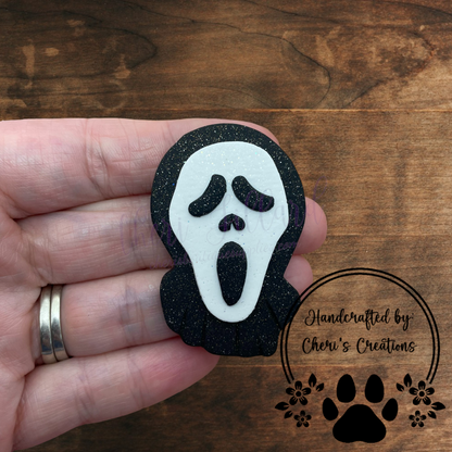 Ghost Hoodie Bow Center – Handmade Polymer Clay Embellishment