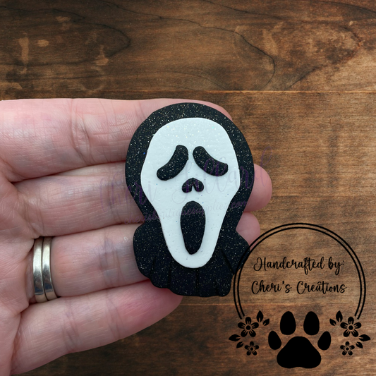 Ghost Hoodie Bow Center – Handmade Polymer Clay Embellishment