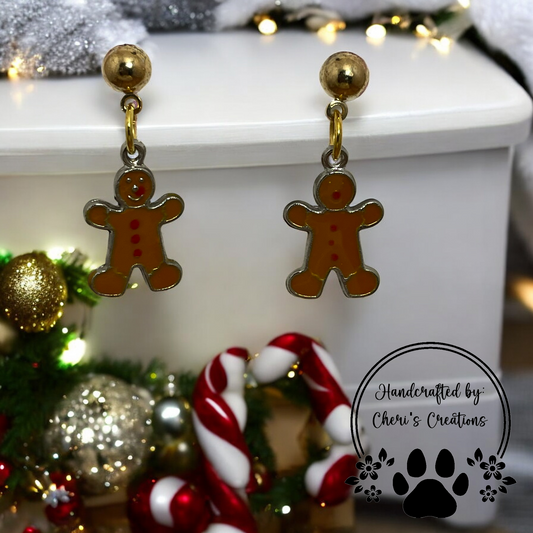 Gingerbread Enamel Charm Dangle Earrings