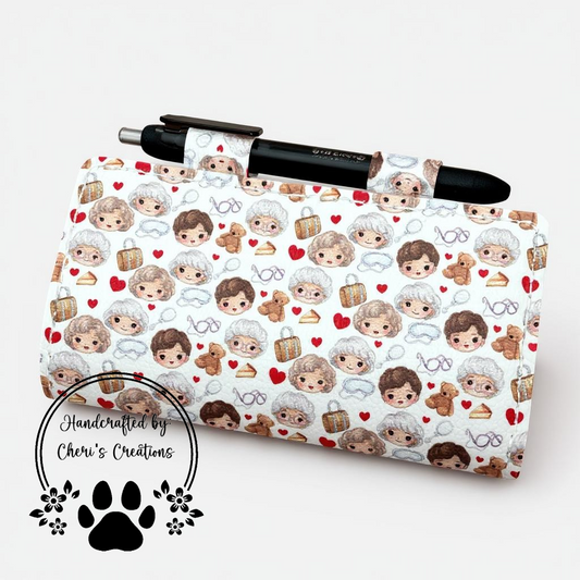 Retro Friends-Inspired Checkbook Cover – Handmade Faux Leather Accessory